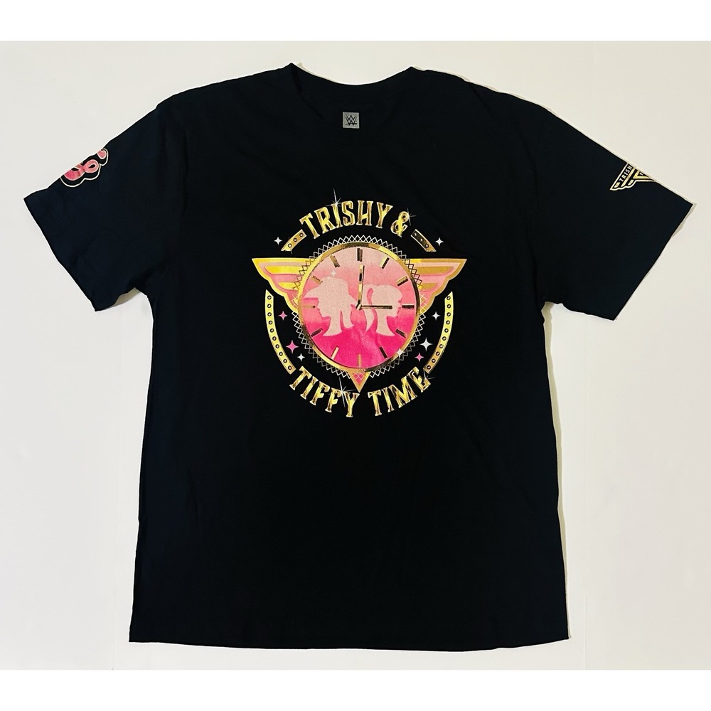WWE Authentic Trishy & Tiffy Time Trish Stratus Tiffany Stratton Black Shirt L